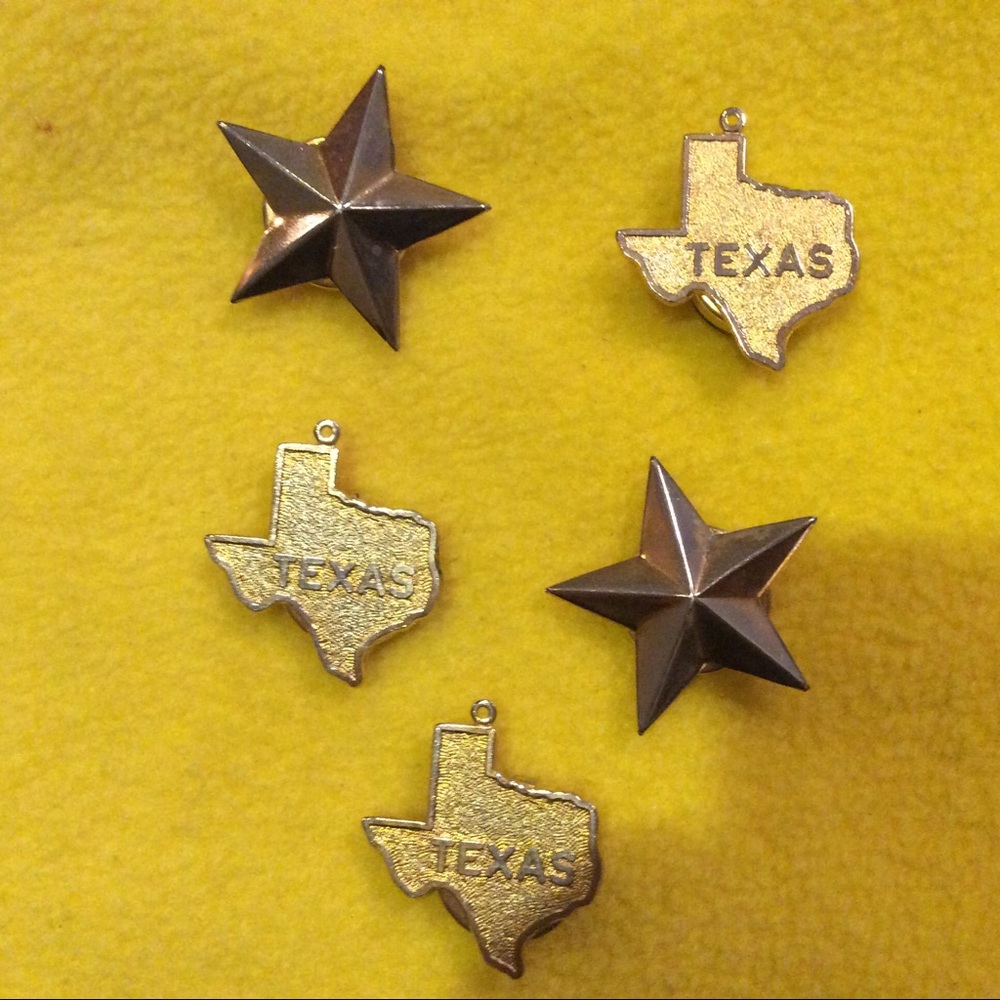 5 piece set of Texas goldstone metal button covers